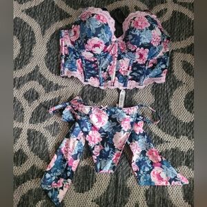 Victoria Secret floral Bustier set 36C/ Large